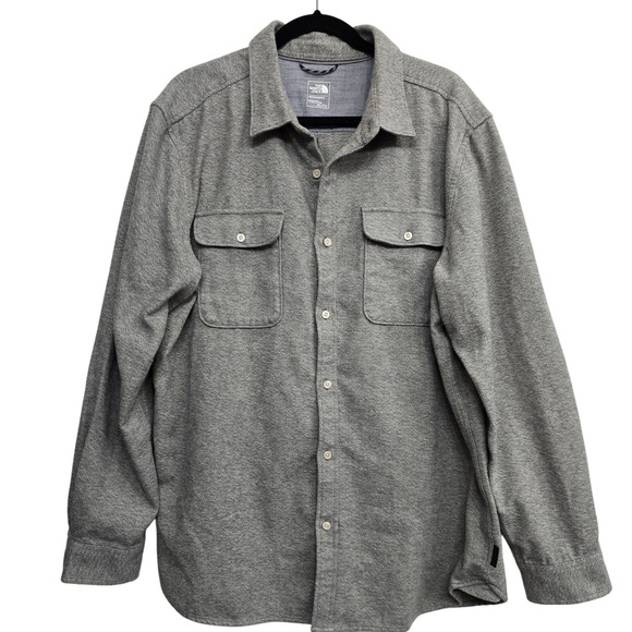 The North Face Mens XL Gray Long Sleeve Button Down Shirt Pockets Flannel Shirt - Picture 1 of 7